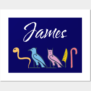 JAMES-American names in hieroglyphic letters-James, name in a Pharaonic Khartouch-Hieroglyphic pharaonic names Posters and Art